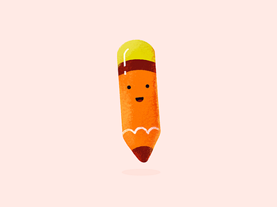 Pencil cute face icon illo illustration orange pencil smile spot texture