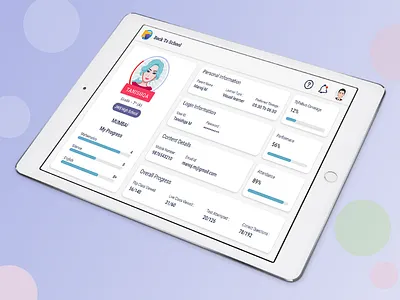 Student Profile clean ui layout design soft ui tablet design xd design
