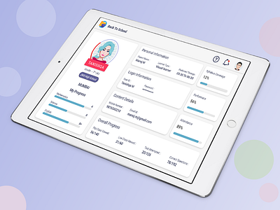 Student Profile clean ui layout design soft ui tablet design xd design