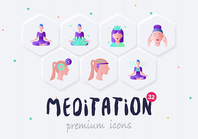 Meditation | 32 Icons Set Hand Drawn icon icon design icon set icons icons design icons set iconset