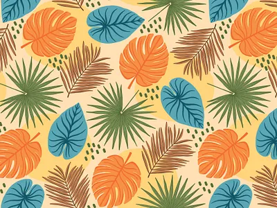 Tropical leaves scale fabric jungle pattern pattern design repeat pattern seamless pattern surface pattern design textile tropical leaves tropical pattern vector pattern