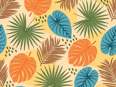 Tropical leaves fabric flat design jungle pattern repeating pattern seamless pattern surface pattern surface pattern design textile tropical leaves tropical pattern vector pattern