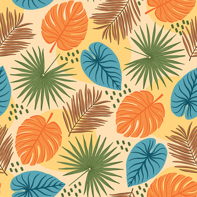 Tropical leaves fabric flat design jungle pattern repeating pattern seamless pattern surface pattern surface pattern design textile tropical leaves tropical pattern vector pattern