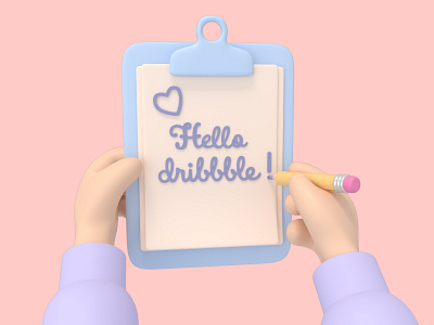 Hello Dribbble 3d 3d art design illustration минимализм руки