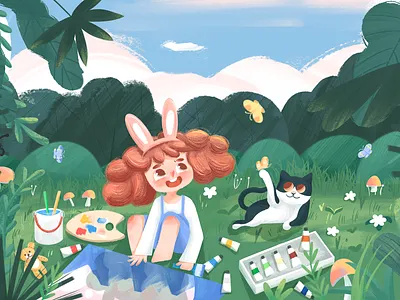 Drawing amazing cat digitalart drawing girl illustration ipadproart procreate