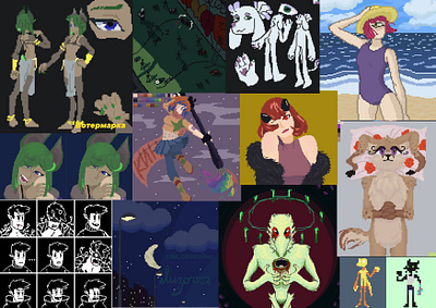 pixel art collage design digital flat illustration pixel pixels