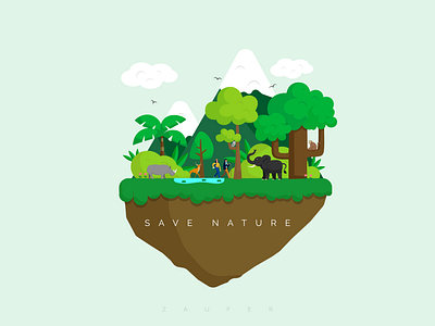 SAVE NATURE! adobe illustrator animals creative design design design inspiration design of the day dribbble best shot flat forest illustration illustrator jungle nature save animals save nature scenary ux vector