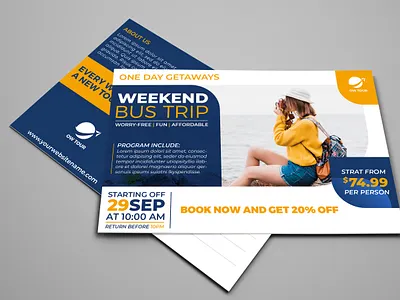 Bus Trip Postcard Template adventurous bus trip camp enjoyment fun happy happy time holyday journey nature ocean photograph poster river road trip sea tour tourism touristic travel