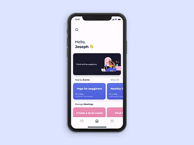 Yoga Social App app clean daily ui design figma illustration landing mobile mobile app typography ui ux yoga