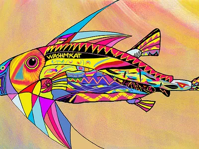 Flying Fish bird crazy design digitalart drawing fantasy fantasyart fish illustration