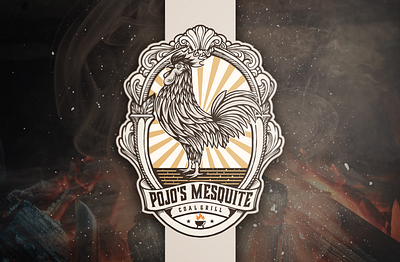 Pojo's mesquite BBQ bbq logo branding design designs illustration logo restaurant restaurant logo rooster logo vector vintage logo
