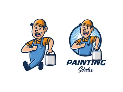 Retro Painting Service Logo painter logo painters painting service logo retro retro cartoon retro cartoon logo retro logo retro painting