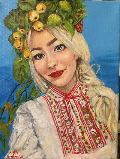 Slavic girl acrylic painting art artist canvas slavic