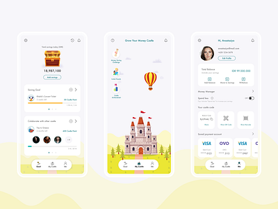 Saving Money App castle design exploration gamification mobile app design mobile design mobile ui money money app money management money transfer saving saving app savings ui ui ux uidesign