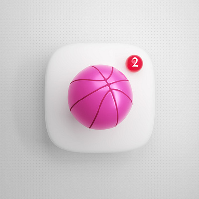 3D Dribbble Icon with 2 Invites notification 3d design dribbble icon invite thebigbangicons