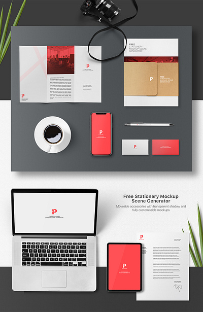 Stationery Mockup Scene Generator business card free freebie iphone mockup presenation stationery trifold trifold brochure