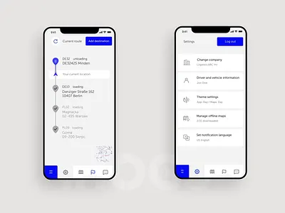 Mobile app interactions - HOGS animation app application freight interaction logistics map product shipping transport