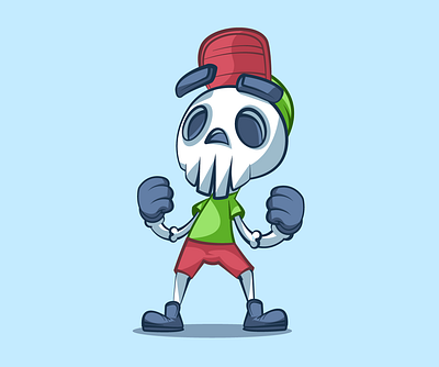 Fun skull cartoon character fun illustration mascot skeleton skull vector