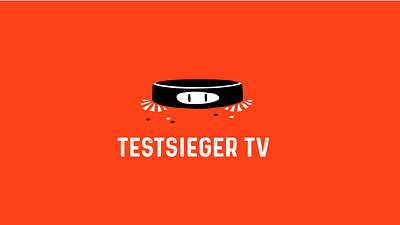 Testsieger Logo Design branding character characters cleaning cute character design graphics icon illustration logo orange sketch tv vacuum cleaner vector