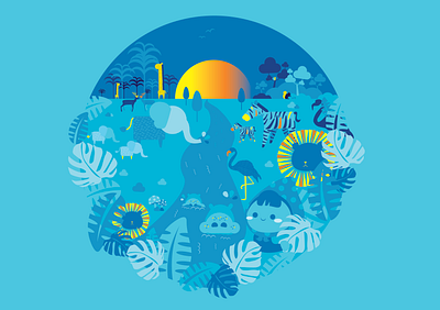 Blue Jungle abstract abstract art abstractdesign adobe adobe illustrator animal animal illustration art artist blue children children book illustration childrens book cute illustration design drawing graphic design illustration minimal vector