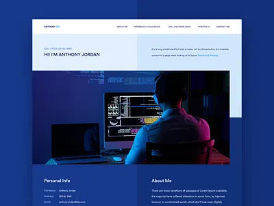 Personal Portfolio Website blue clean design developer homepage landing page personal personal portfolio personal website portfolio services simple ui ux design ui desgin ux website