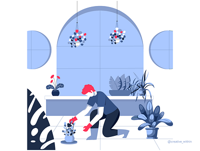 Pandemic Learning- I colour palette covid covid19 flat illustration flatdesign gardening pandemic plant illustration plants