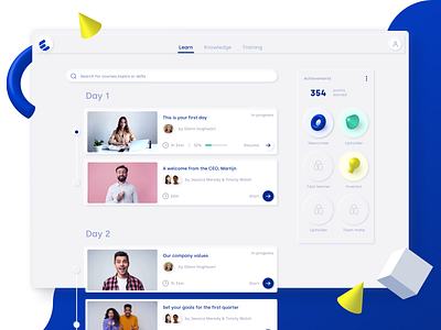 Employee Onboarding App Dashboard | E-learning app dashboad elearning ui ux web