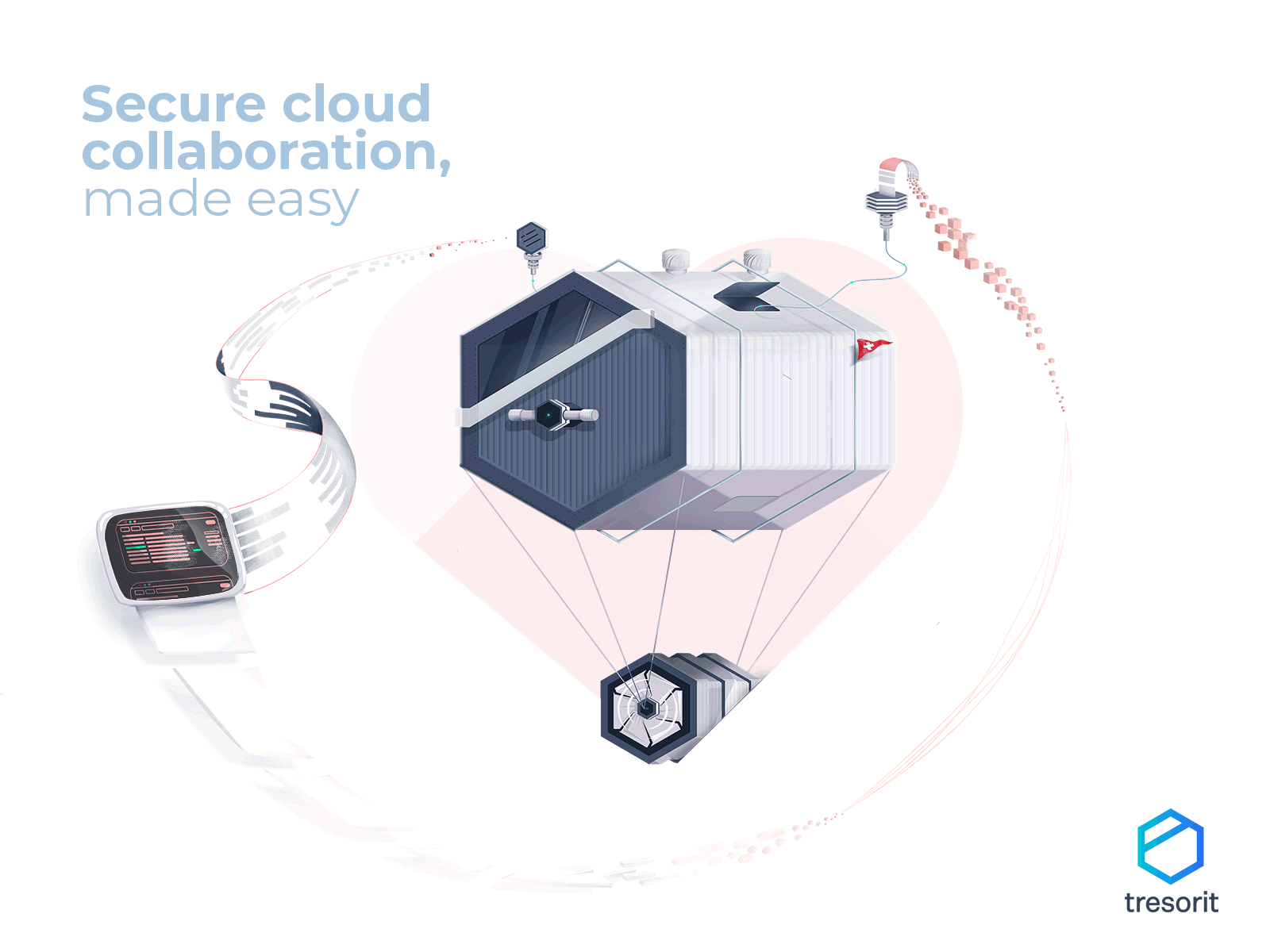 An Encryption Factory in The Clouds animation design encryption illustration ui ux ux design vector