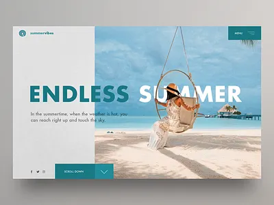Endless Summer website UI clean ui hero image homepage landingpage summer ui uidesign ux webdesign website design