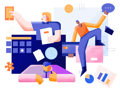 Investor Analyzing analysis branding character character design debit card design desktop girl illustration illustration agency illustrator insvesting investor looking mastercard moyo office searching vector visa card