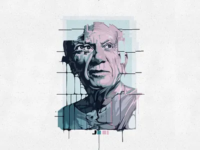 Pablo Picasso Vector Portrait abstract adobe illustrator album cover blue period painter picasso vector portrait