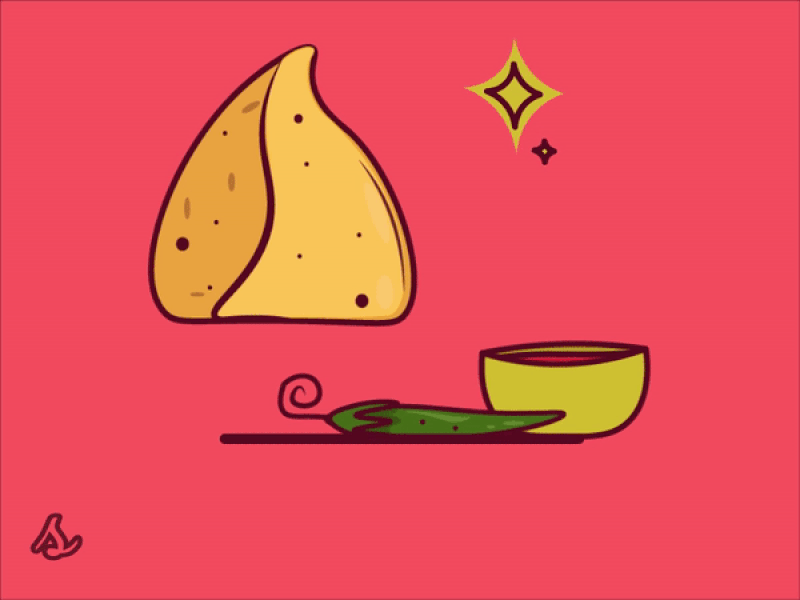 somusa ( bengali snack ) animation design graphic design graphics design icon illustration illustrator logo motion design vector