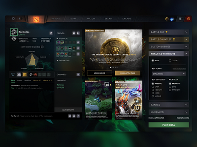 Dota 2 - Concept dota2 game game design landing ui uidesign uiuxdesign ux uxdesign