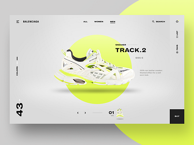 Sneaker Website Product Page commerce design ecommerce grey interface minimalist neon product product page shoe shop sneaker store ui ui design uidesign ux web website yellow