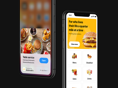 Distanced Restaurant App Clip Experiment app clip cart delivery app food and drink food order food restaurant app ios 14 mcdonalds mobile app design order table service