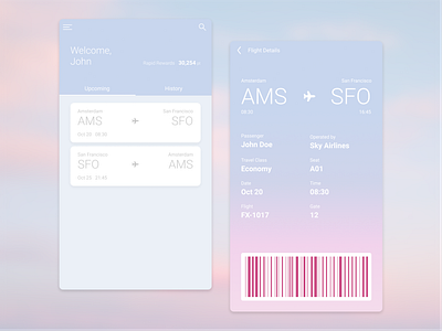 Daily UI :: 024 - Boarding Pass airline app app boarding pass boardingpass dailyui design mobile ui