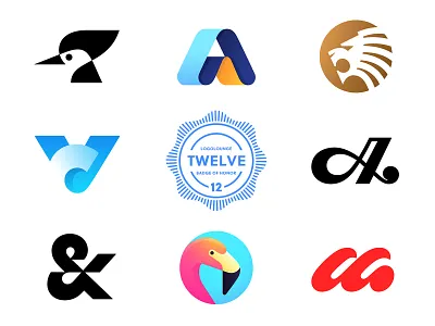 LogoLounge 12 a ampersand animal logo bird logo flamingo logo letter letter a lion logo logolounge logolounge book logolounge12 m mark monogram ribbon symbol typography vc woodpecker