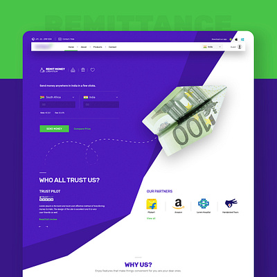 Remittance Services Website [Concept] clean currency fancy remit send money