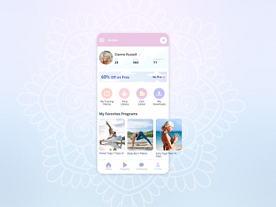 User Profile app challenge design ui user profile yoga app