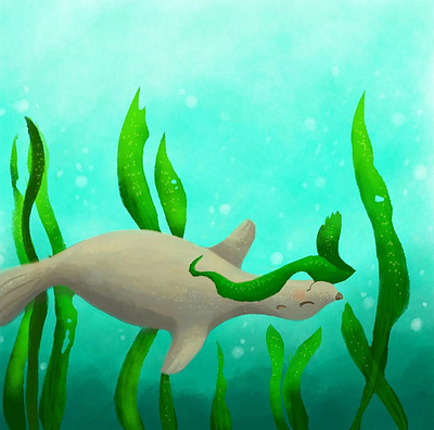 Playful Swim digital art ocean playful playtime procreate seal sealion seaweed swimming