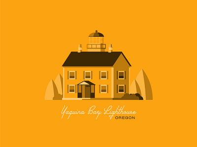 Yaquina Bay Lighthouse brown coast coastal design flat design flat illustration flatdesign flatillustration illustration lighthouse northwest oregon oregon coast yaquina yellow