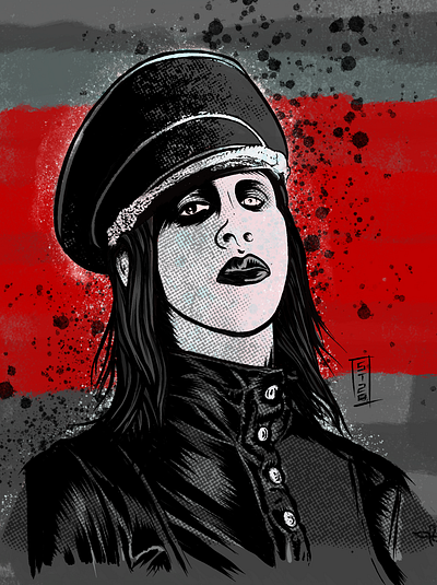 Brian Hugh Warner - Marilyn Manson heavy metal illustration line art musician pop art portrait art