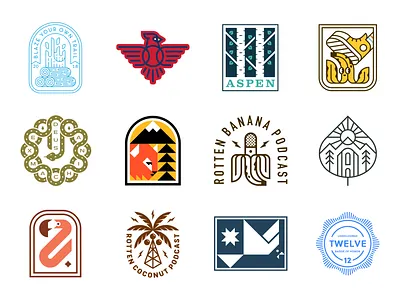 LogoLounge 12 Book badge banana bird branding cardinal coconut fire flamingo icon logo logolounge patch snake tree