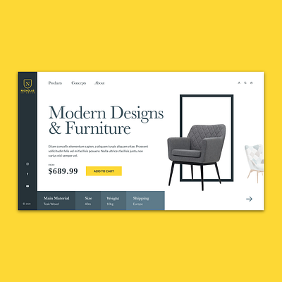 Interior website UI concept grey interiors ui website website design