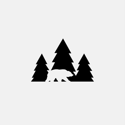 The bear artwork bear branding design flat icon logo lonely minimal mountain mountains vector