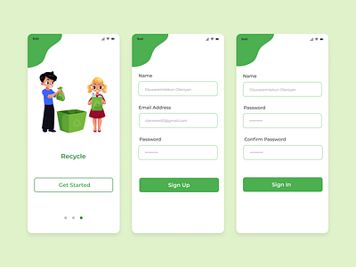 Recycle App design ui ux