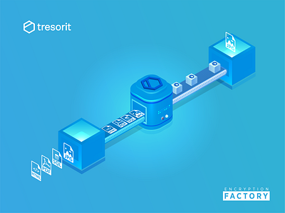 Encryption Factory : Tresorit Playoff 3d ai data encrypation design factory freshcolor illustraion illustrator isometric playoff trending tresorit