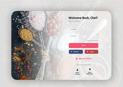 Chef login page UI design minimal modern simplicity ui ux ux design web website website concept