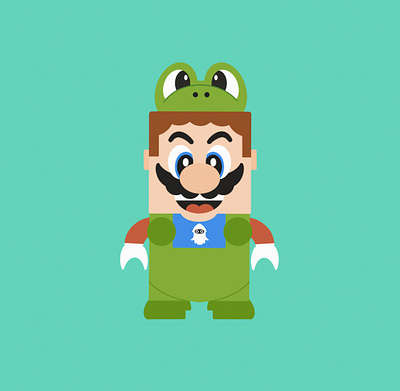 Lego Mario and his Frog Suit design illustration lego mario procreate super mario super mario bros super nintendo