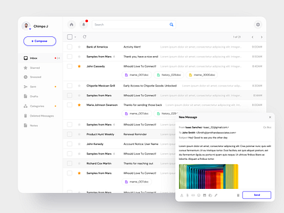 Email Client Dashboard app clean clean ui client clients composer dashboard dekstop email hybrid app interaction interaction design product design react saas ui ux web web app